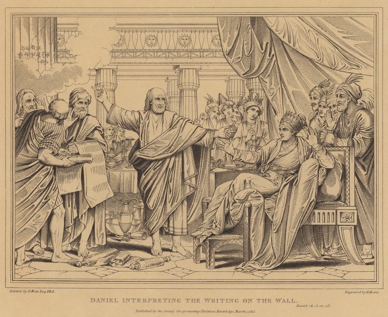 Daniel tolker Skriften på veggen, Daniel av after Benjamin West