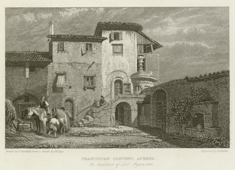 Fransiskanerklosteret, Athen, residensen til Lord Byron, 1811 av after C. Stanfield