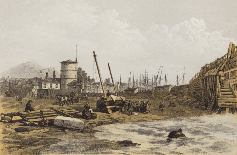 Baksiden av Old Leith Pier (chromolitho) av after C. Stanfield