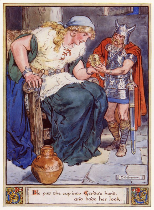 Han la koppen i Gerdas hånd og ba henne se av after Charles Edmund Brock