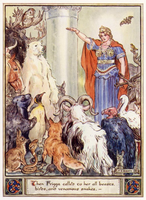 Så kalte Frigga til henne alle dyr, fugler og giftslanger av after Charles Edmund Brock