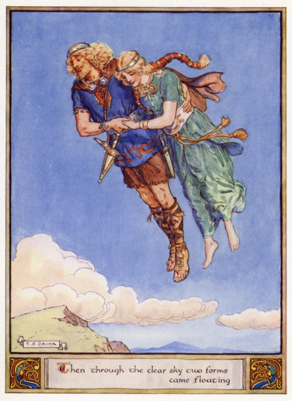 Så gjennom den klare himmelen kom to former svevende av after Charles Edmund Brock