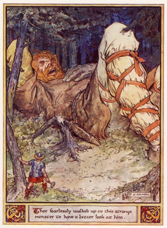 Thor gikk fryktløst bort til dette merkelige monsteret for å se bedre på ham av after Charles Edmund Brock