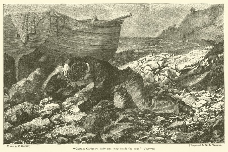 Kaptein Gardiners kropp lå ved siden av båten av after Charles Green