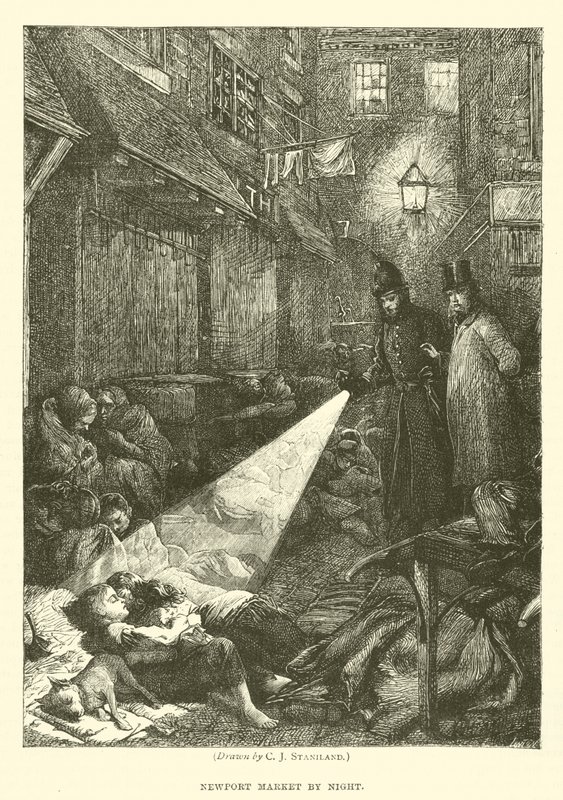 Newport Market om natten av after Charles J. Staniland