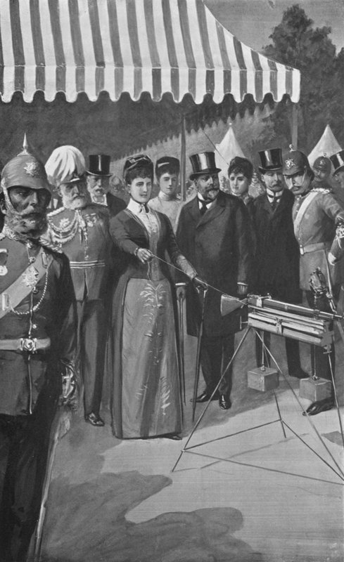 Prinsessen av Wales avfyrte det første skuddet ved Bisley, 12. juli 1890 av after Charles Mills Sheldon