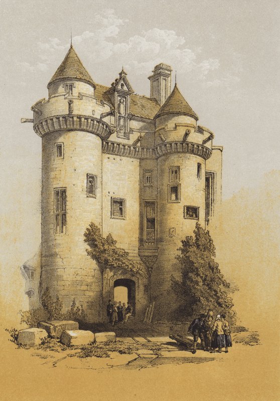 Grand Entrance til Falkland Palace (chromolitho) av after David Roberts