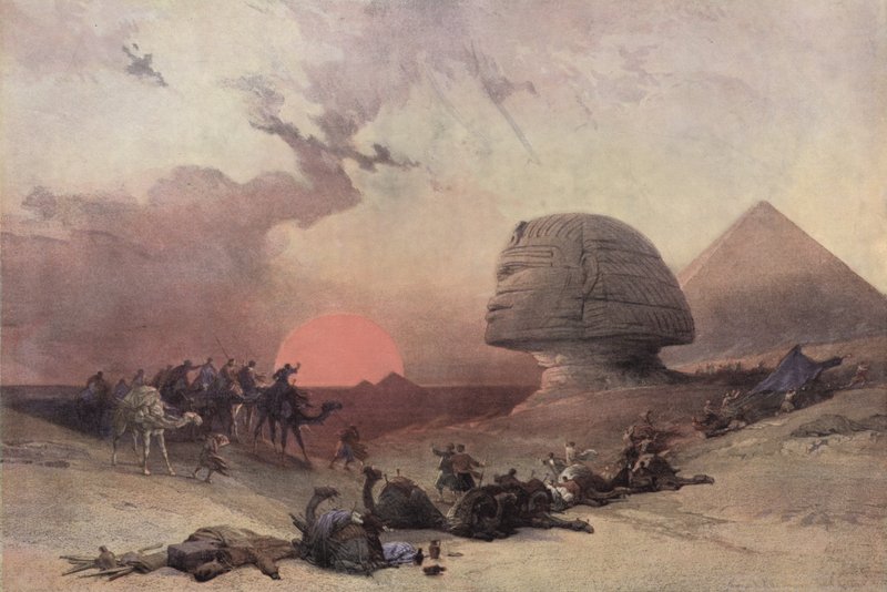 Pyramiden av Keops og Sfinxen, nær Giza, Egypt av after David Roberts
