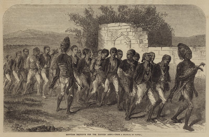 Egyptiske rekrutter for den tyrkiske hæren av after Denis Auguste Marie Raffet