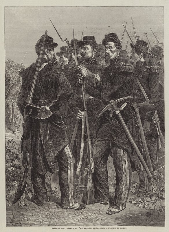 Sappere og gruvearbeidere fra den franske hæren av after Denis Auguste Marie Raffet