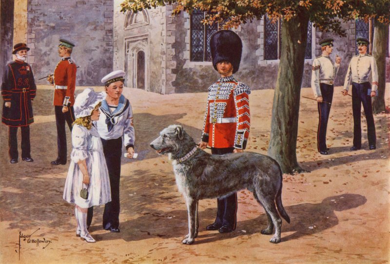 Kjæledyrulvehunden til de irske vaktene ved Tower of London av after Edgar Alfred Holloway