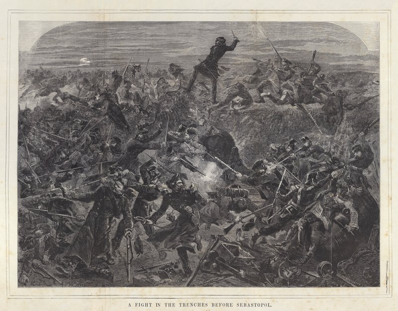 En kamp i skyttergravene før Sebastopol av after Edmond Morin