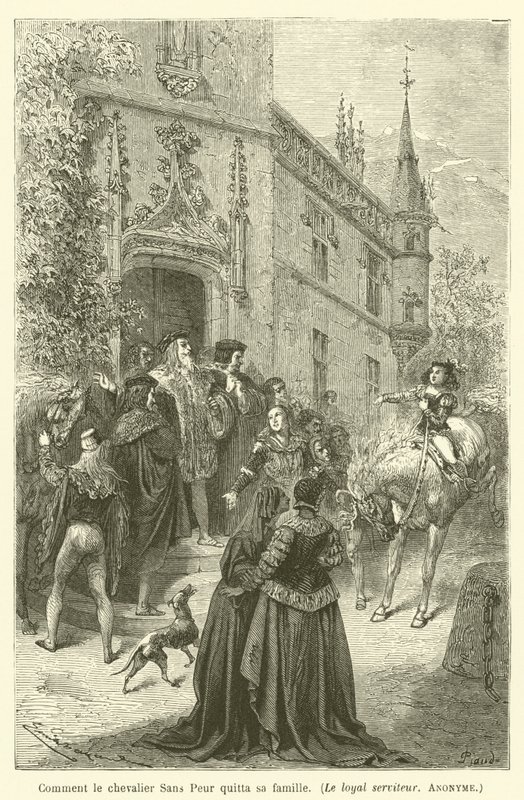 Hvordan den fryktløse ridderen forlot familien sin, den lojale tjeneren, anonym av after Emile Antoine Bayard