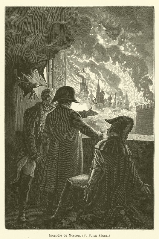 Moskva-brannen, P P av Segur av after Emile Antoine Bayard