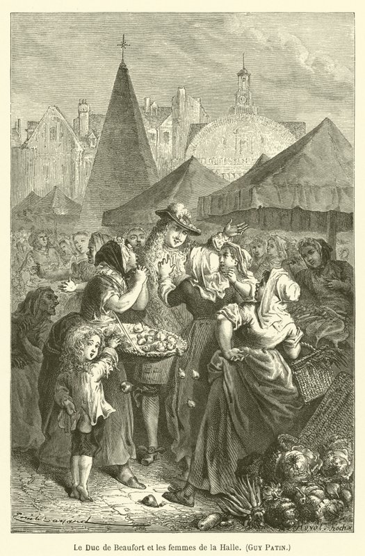 Hertugen av Beaufort og kvinnene i La Halle, Guy Patin av after Emile Antoine Bayard