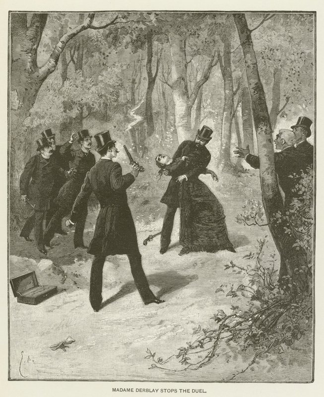 Madame Derblay stopper duellen av after Emile Antoine Bayard