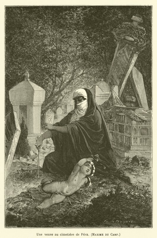 En enke på Pera-kirkegården, Maxime du Camp av after Emile Antoine Bayard