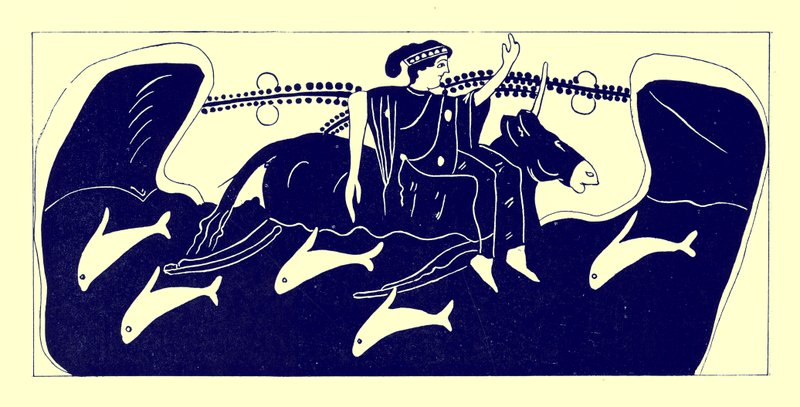 Europa and the Bull, illustrasjon fra greske vasemalerier av J. E. Harrison og D. S. MacColl, publisert 1894 (digitalt forbedret bilde) av after English School