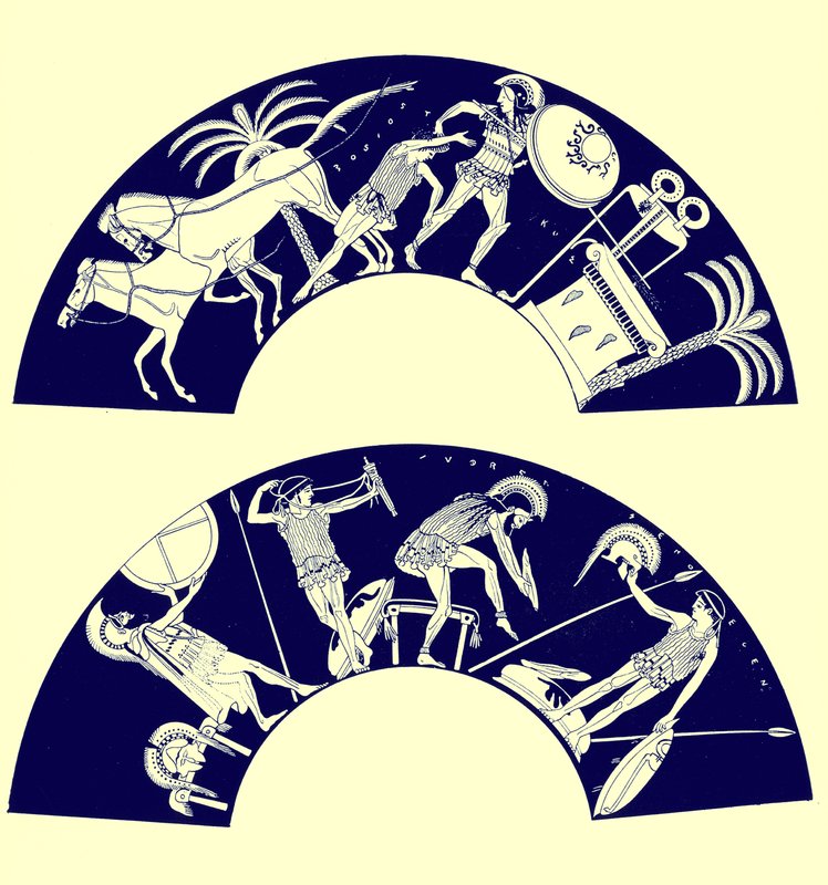 The Death of Troilos, illustrasjon fra greske vasemalerier av J. E. Harrison og D. S. MacColl, utgitt 1894 (digitalt forbedret bilde) av after English School