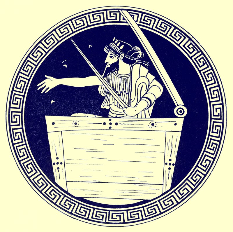 Thomas i brystet, illustrasjon fra Greek Vase Paintings av J. E. Harrison og D. S. MacColl, publisert 1894 (digitalt forbedret bilde) av after English School