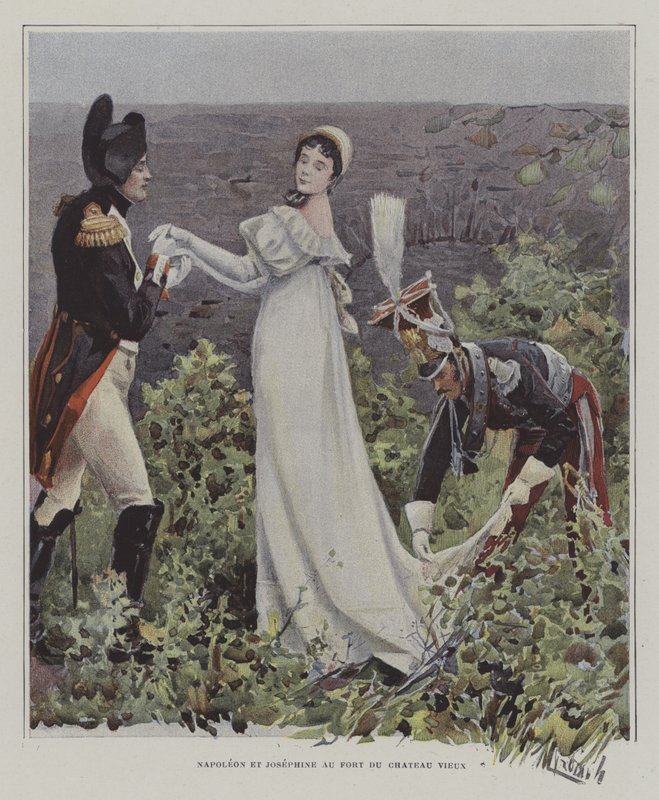 Napoleon og Josephine på Chateau-Vieux, Bayonne av after Felicien baron de Myrbach Rheinfeld