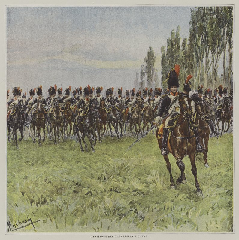 Anklagen om Hestegrenadierene av after Felicien baron de Myrbach Rheinfeld