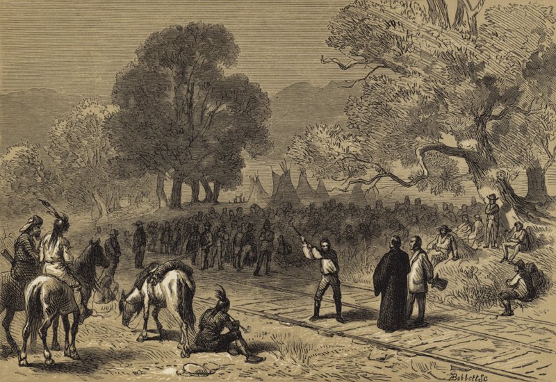 Fullføring av Pacific Railroad av after Felix Octavius Carr Darley