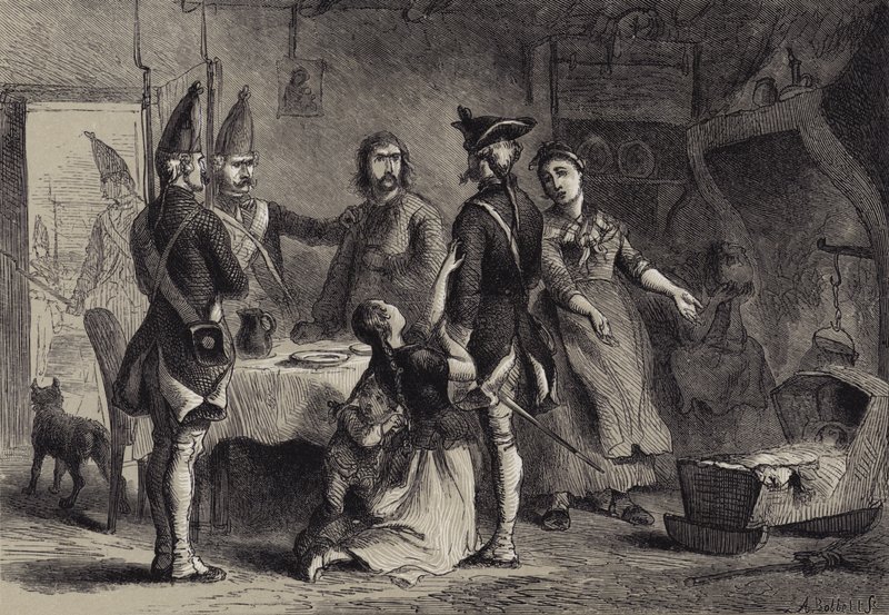 Verneplikt av tyske soldater til tjeneste i Amerika av after Felix Octavius Carr Darley