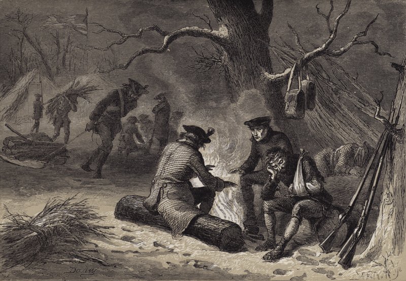 De amerikanske troppene ved Valley Forge av after Felix Octavius Carr Darley