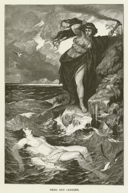 Hero og Leander av after Ferdinand Keller