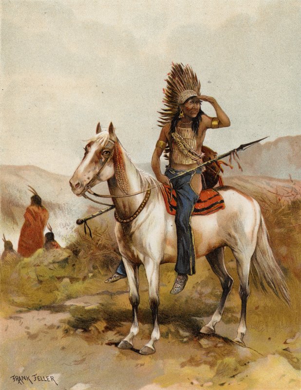 En sioux-indianerhøvding (chromolitho) av after Frank Feller