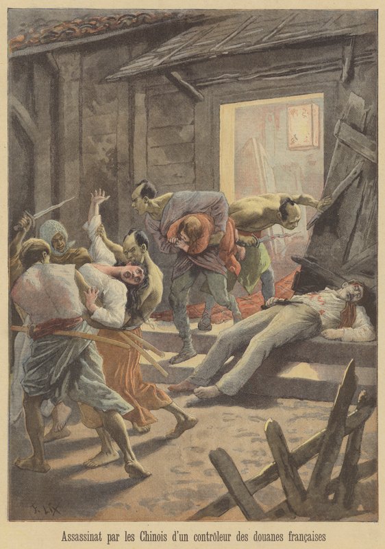 Drap på en fransk tollmann av kineserne av after Frederic Theodore Lix