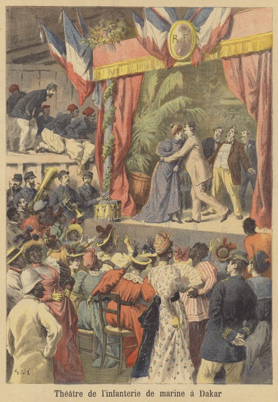 Theatre of the French Marines i Dakar, Senegal av after Frederic Theodore Lix