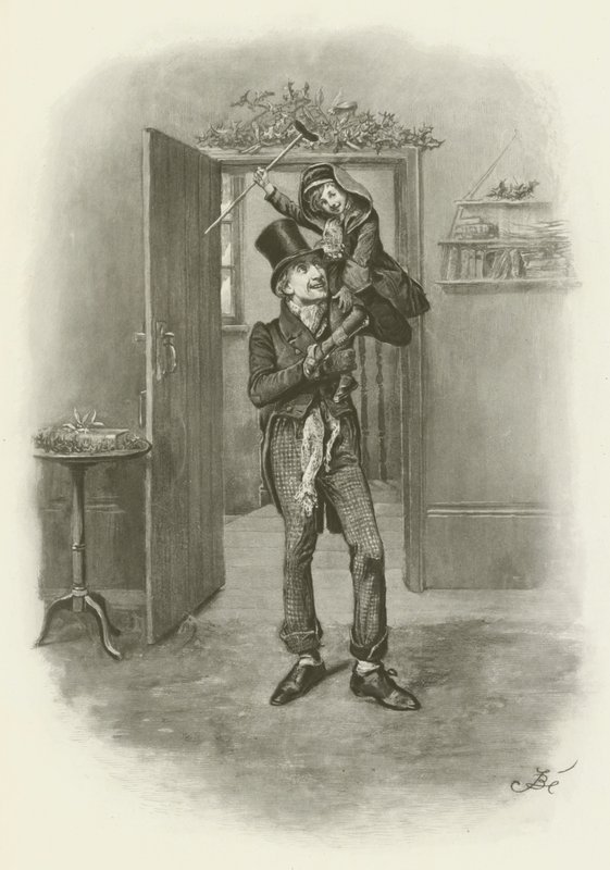 Bob Cratchit og Tiny Tim av after Frederick Barnard