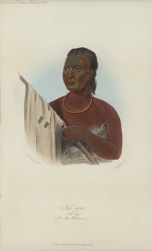 Nah-pave, The Soup, A Sac Warrior (akvatint) av after George Catlin