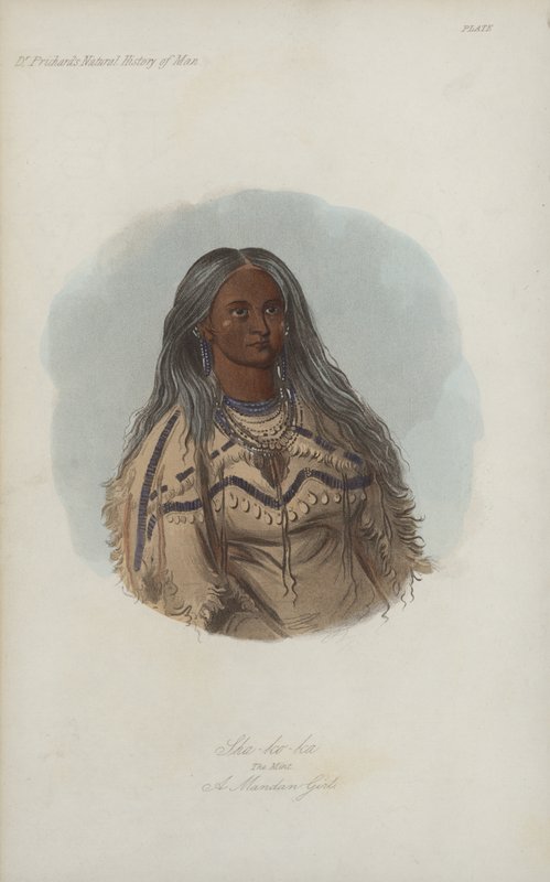 Sha-ko-ka, The Mint, A Mandan Girl (akvatint) av after George Catlin