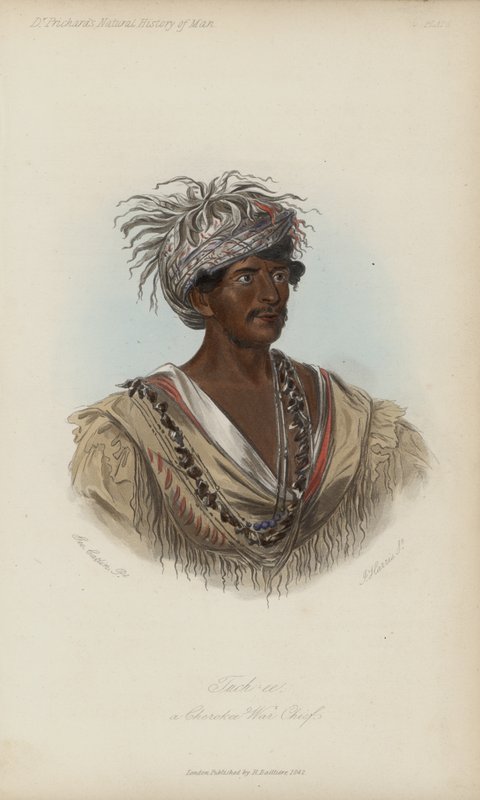 Tuch-ee, en Cherokee-krigssjef (akvatint) av after George Catlin
