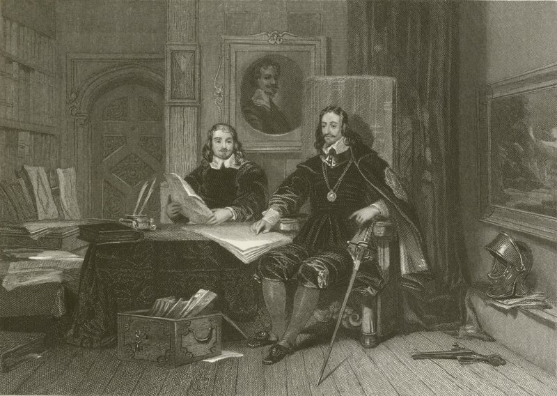 Kongen og Hyde i Oxford av after George Cattermole