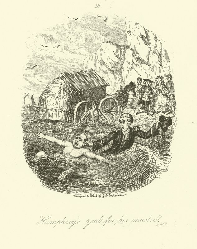 Illustrasjon for Humphry Clinker av Tobias Smollett av after George Cruikshank