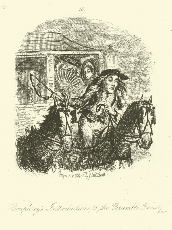 Illustrasjon for Humphry Clinker av Tobias Smollett av after George Cruikshank