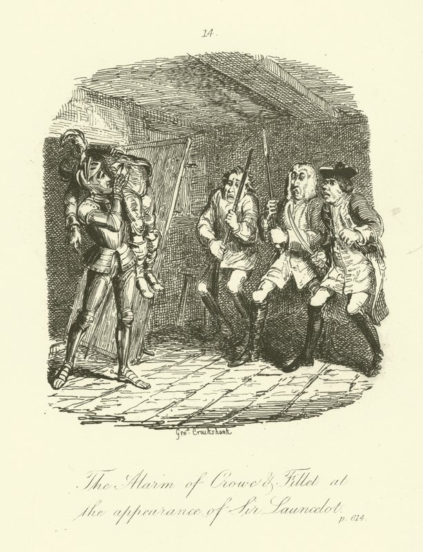Illustrasjon for Launcelot Greaves av Tobias Smollett av after George Cruikshank
