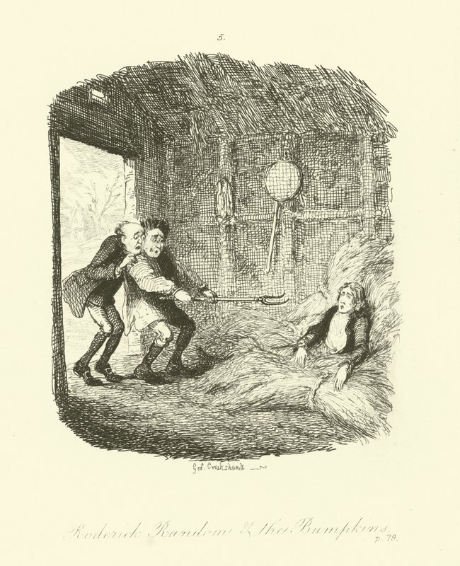 Illustrasjon for Roderick Random av Tobias Smollett av after George Cruikshank
