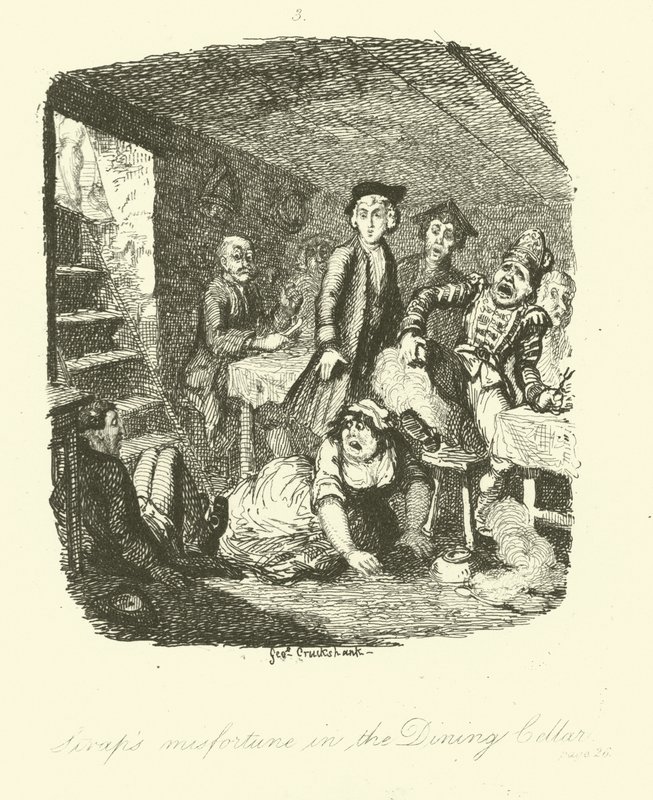 Illustrasjon for Roderick Random av Tobias Smollett av after George Cruikshank