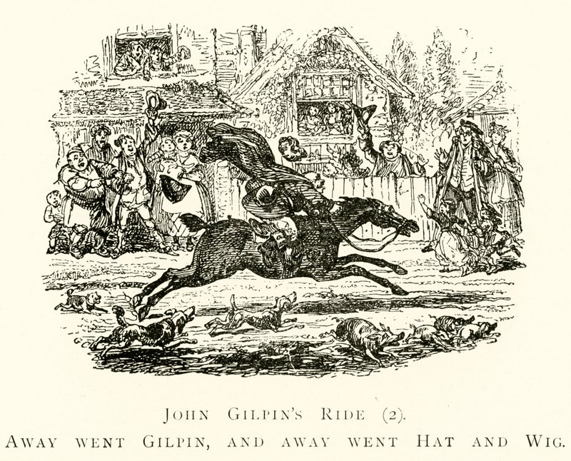 John Gilpins Ride (2), Borte gikk Gilpin, og bort gikk Hat and Wig av after George Cruikshank