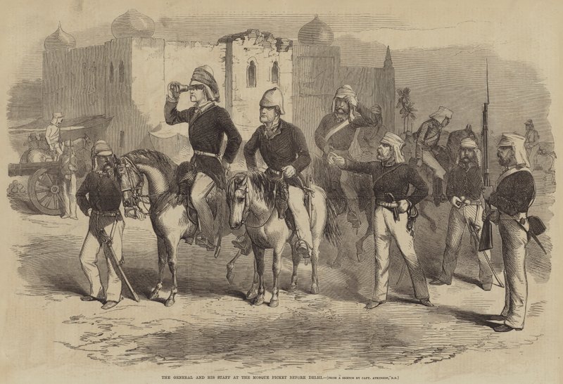 Generalen og hans stab ved moskeepiketten før Delhi av after George Francklin Atkinson