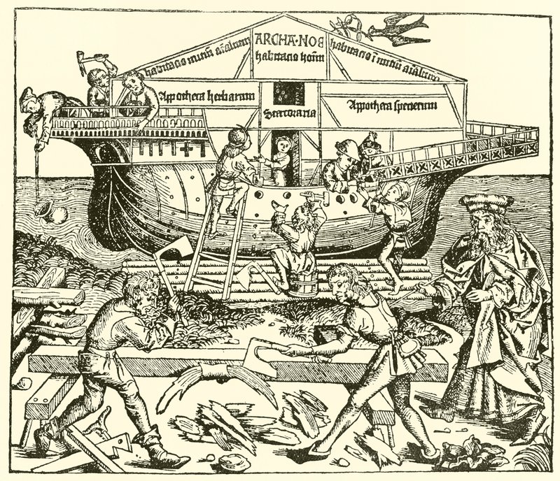 Byggingen av arken under oppsyn av Noah av after German School