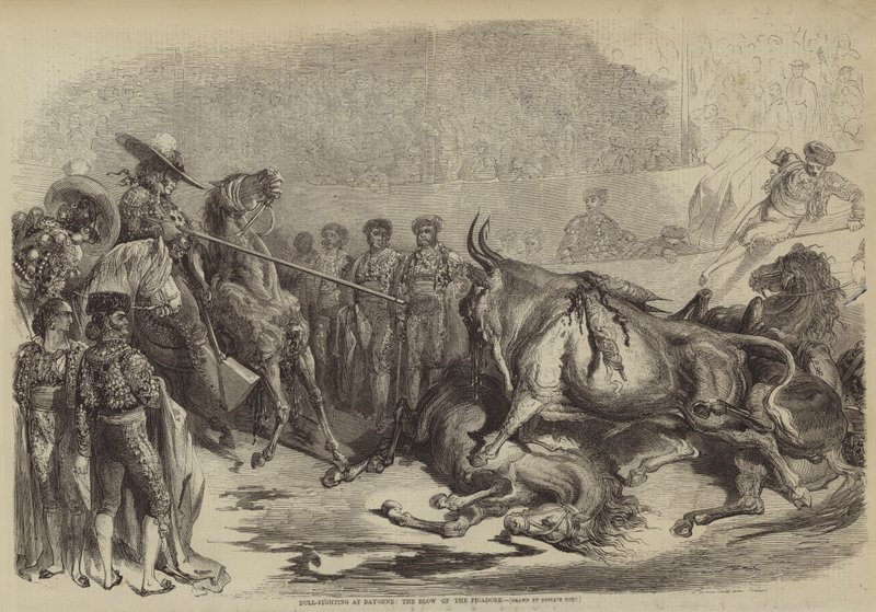 Tyrekamp ved Bayonne, slaget til Picadore av Gustave after Dore