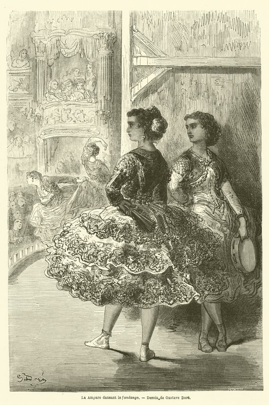 Amparo danser fandango av Gustave after Dore