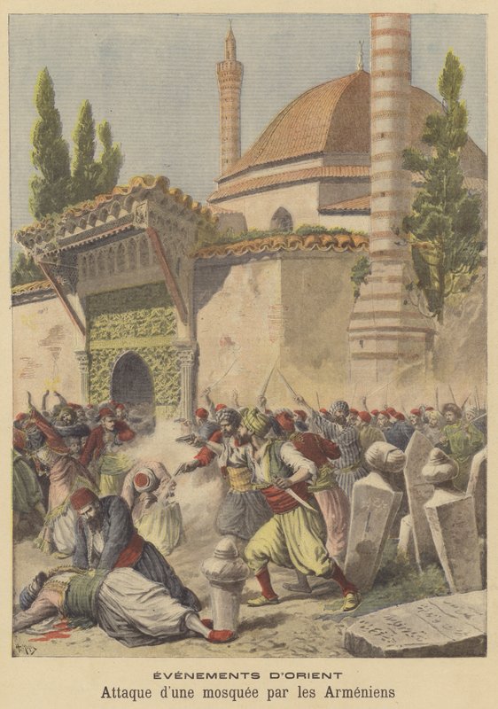 Armenere angriper en moske av after Henri Meyer
