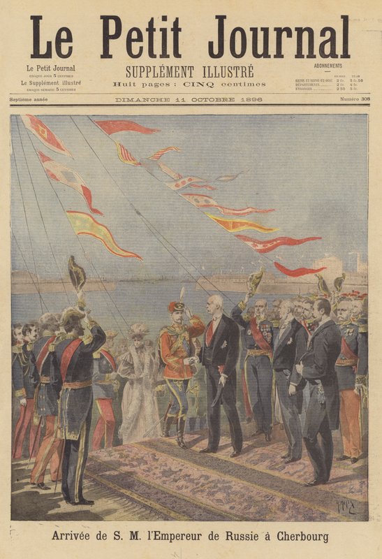 Ankomst av tsar Nicholas II av Russland til Cherbourg av after Henri Meyer